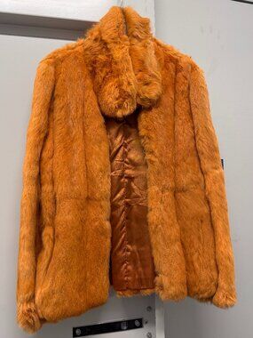 Vintage Rabbit Fur Coat, Small, Amber
